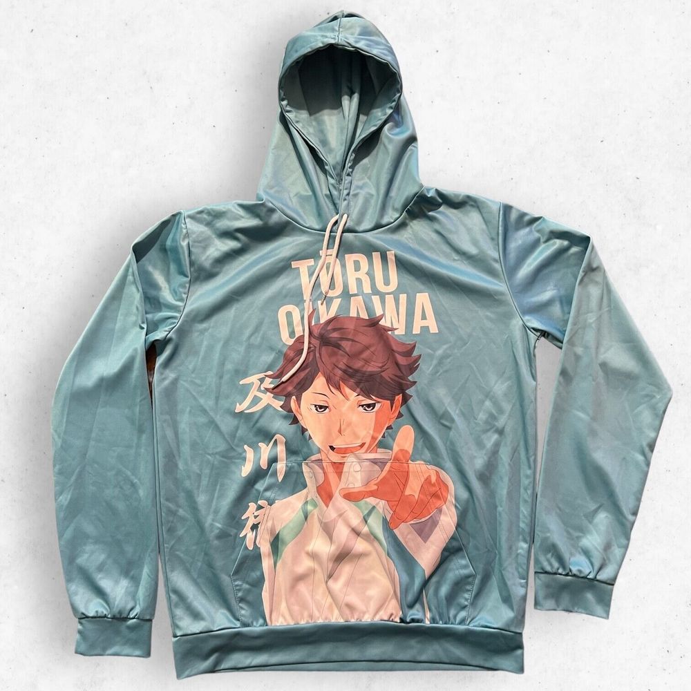 Toru Oikawa Hoodie Men's‎ Size XL Haikyuu!! My Hero Academia Turquoise Blue